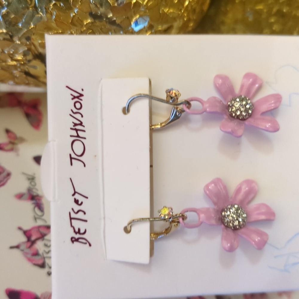 NWT Betsey Johnson Sparkly Flower Earrings